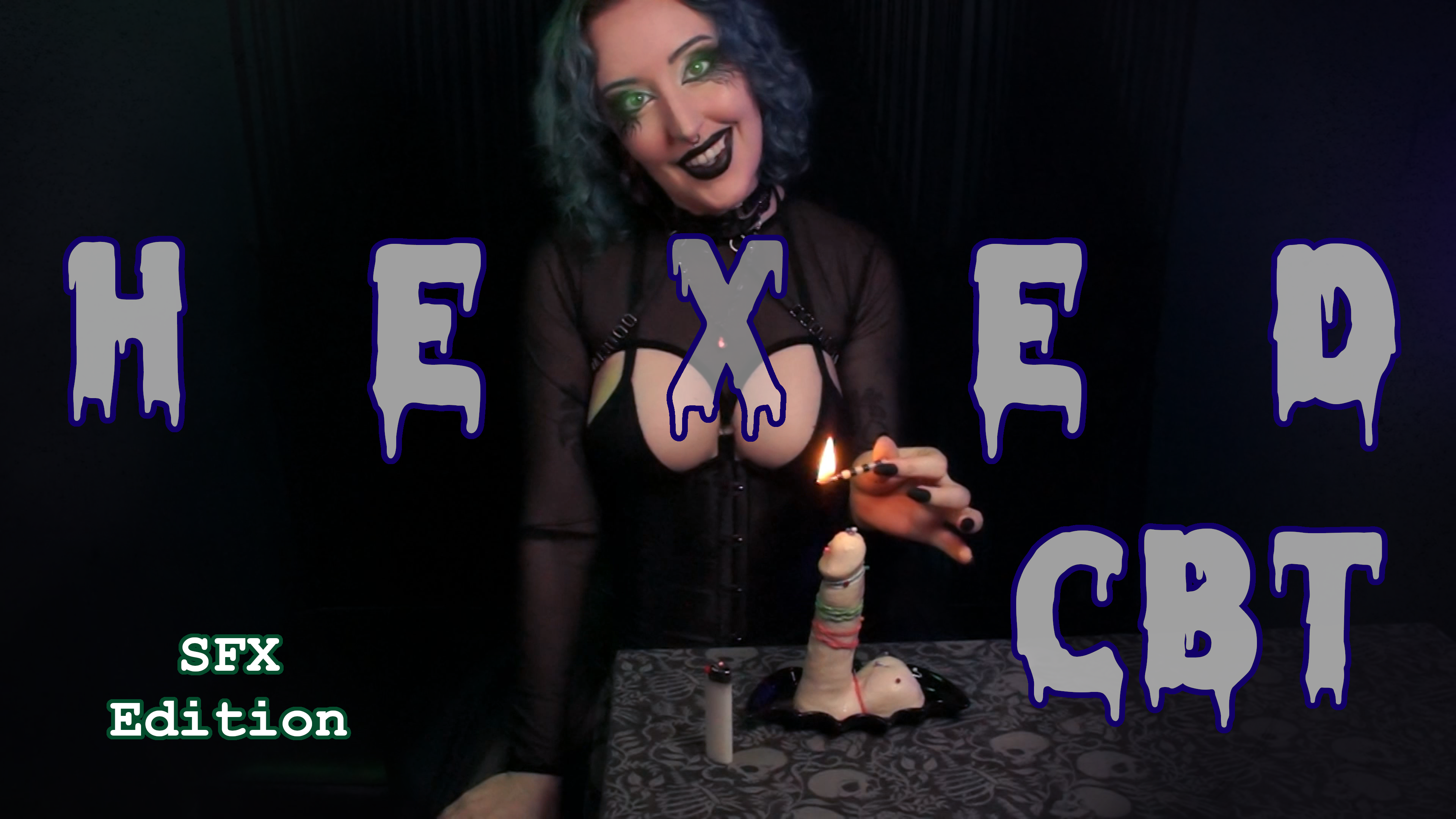 Cover photo for Miss Faith Rae's Halloween femdom CBT clip, Hexed CBT. Featuring: Special Effects, SFX, mesmerizing effects. Simulated CBT, rough CBT, brutal CBT, pain play, making you hurt, hurting your cock and balls, causing you agony, tormenting you. Sadism, sadistic woman, sadistic Domme, sadist, sadistic femdom, sadistic CBT, CBT for masochists in denial, sadistic domination, magic domination. Painful sounding, cock piercing, ball piercing, needle play, stabbing pain. Femdom BDSM, bondage play, cock bondage, testicle bondage, rubber bands on your cock, rubber bands on your balls. Dripping hot wax on your cock, dripping hot wax on your balls, wax play, birthday candle wax, burning hot wax. Scissors on your cock, slicing your cock and balls with scissors, cutting your cock, cutting your balls. Femdom magic, witch magic, voodoo magic, hexed cock and balls, magic BDSM play, dark magic, cursed cock, cursing your genitals. Creepy, spooky, Halloween 2024, goth makeup, dark makeup, black lipstick, evil witch, sadistic witch. Female Domination, Femdom POV, Femdom Fetish, Domination Kink, Domination POV, Dirty Talk, Dominant Woman, Femdomme, Domme, Dominatrix, Alt Girl, Alternative Girl, Tattooed Woman, Inked Babe, Colored Hair, Coloured Hair, Dyed Hair, Pale Girl, Brat Girl, Arrogant Woman, Role Play, Solo Female, Kink, Powerful Woman, Female Supremacy, and more…