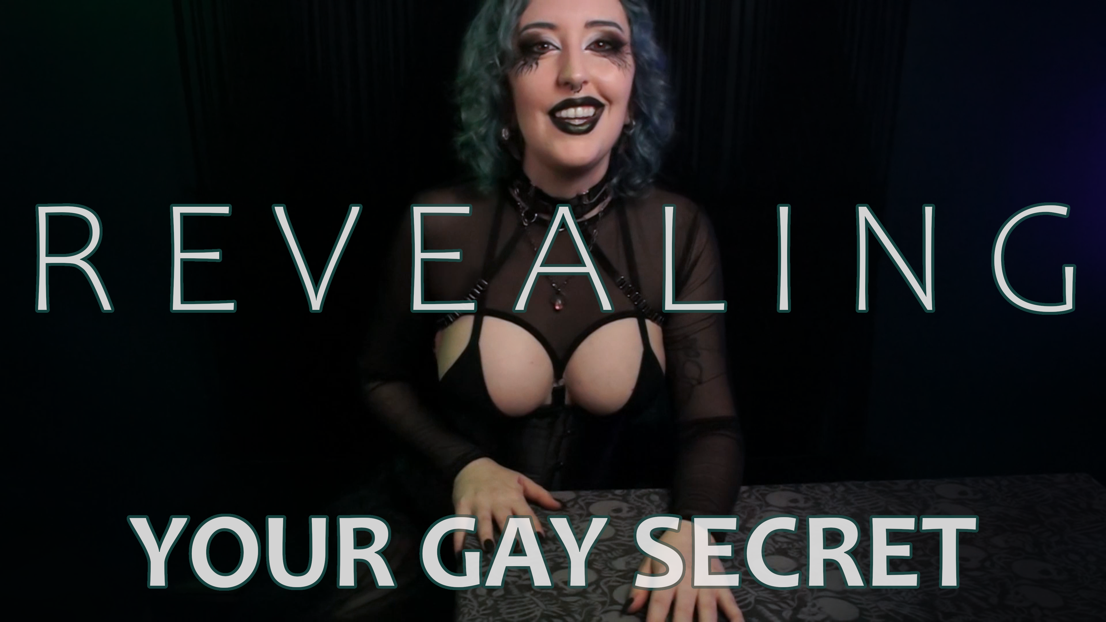 Cover photo for Miss Faith Rae's Halloween femdom gay encouragement clip, Revealing Your Gay Secret. Featuring: Exposing your gay secret, gay exposure, exposing you, witch exposes your gay secret, revealing your gay secret, gay reveal, witch reveals your gay secret, public reveal, public exposure. Mind control, mind reading, mental domination, psychological domination. Gay erotica fantasy, gay erotic story, gay porn story. Gay confrontation, gay confession, gay encouragement, homoerotic narrative, gay dirty talk. You love cock, you need cock, you crave men, gay erection, gay boner. Admit you're gay. Cock sucker encouragement, cock sucking story. Gay man face fucks you. You gag on gay cock. Gay man fucks your bumhole. Gay anal fuck fantasy. Gay face fuck fantasy. You're so gay. Embrace the gay. You love cum. Gay boy slut. Female Domination, Femdom POV, Femdom Fetish, Domination Kink, Domination POV, Dirty Talk, Dominant Woman, Femdomme, Domme, Dominatrix, Men Following Orders, Alt Girl, Alternative Girl, Tattooed Woman, Inked Babe, Colored Hair, Coloured Hair, Dyed Hair, Pale Girl, Brat Girl, Arrogant Woman, Role Play, Solo Female, Kink, Powerful Woman, and more…